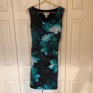 Black and green sequin dress